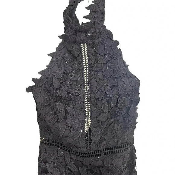 NWT! Bardot Sequin Leaf Lace Dress In Black Sz 2 - Picture 7 of 9